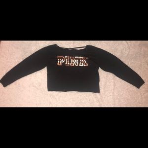 Black and gold pink sweater with cross cross back